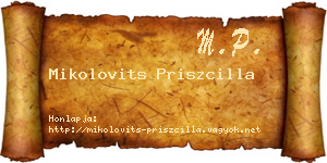 Mikolovits Priszcilla névjegykártya